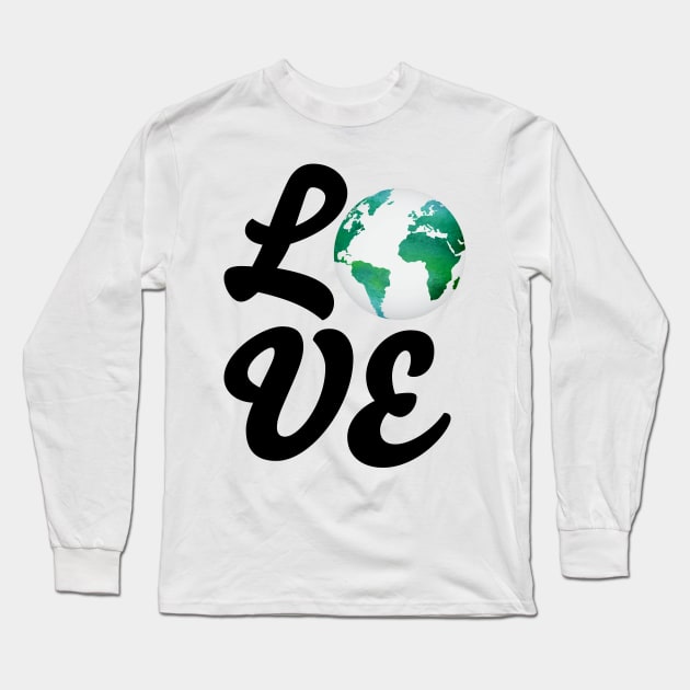 Love With Watercolor Planet - Climate Change Long Sleeve T-Shirt by Color Me Happy 123